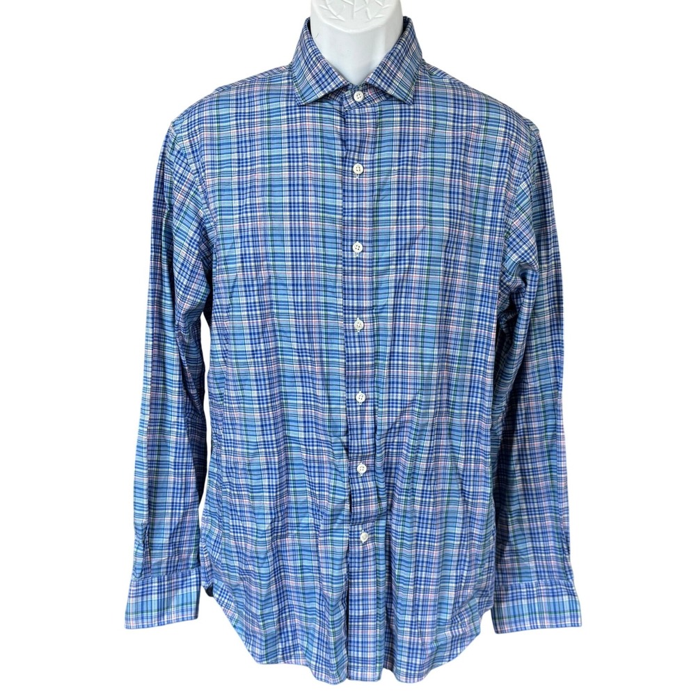 Polo Ralph Lauren Plaid Button Down Shirt Sz L Blue Casual Lightweight